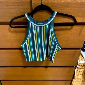 High neck stripped Crop top